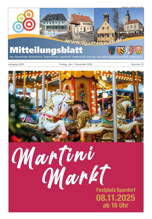 Mitteilungsblatt der Verwaltungsgemeinschaft Uttenreuth Titelblatt 23/2025