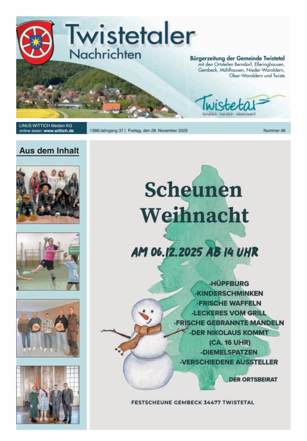 Twistetaler Nachrichten Titelblatt 48/2025