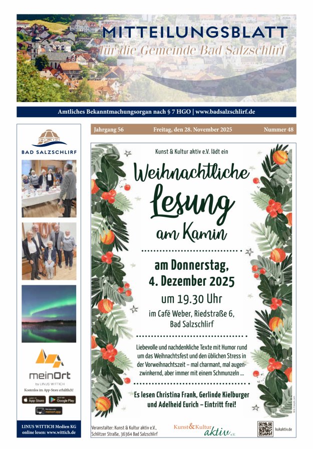 Amtliches Bekanntmachungsorgan der Gemeinde Bad Salzschlirf Titelblatt 48/2025