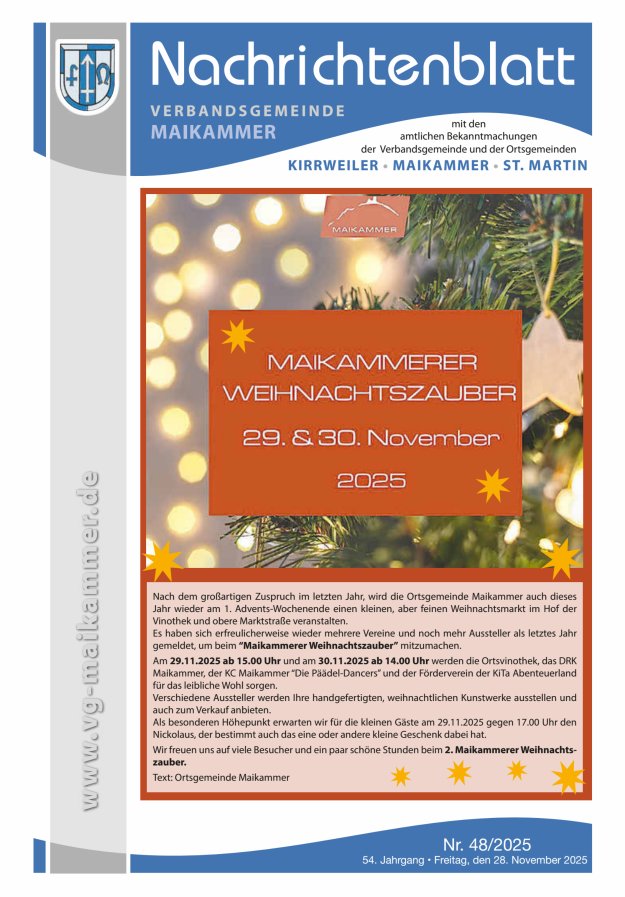 Nachrichtenblatt VG Maikammer Titelblatt 48/2025