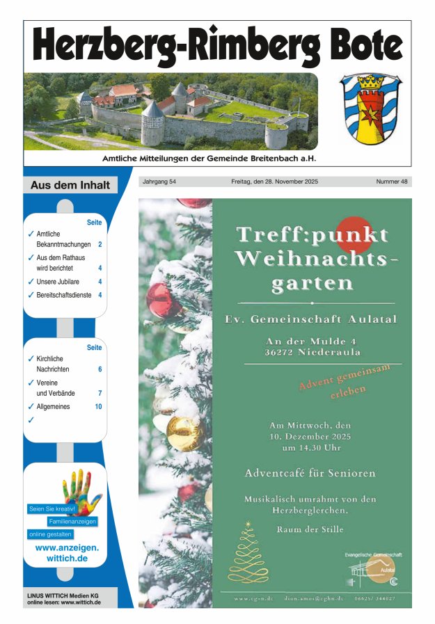 Herzberg-Rimberg Bote Titelblatt 48/2025
