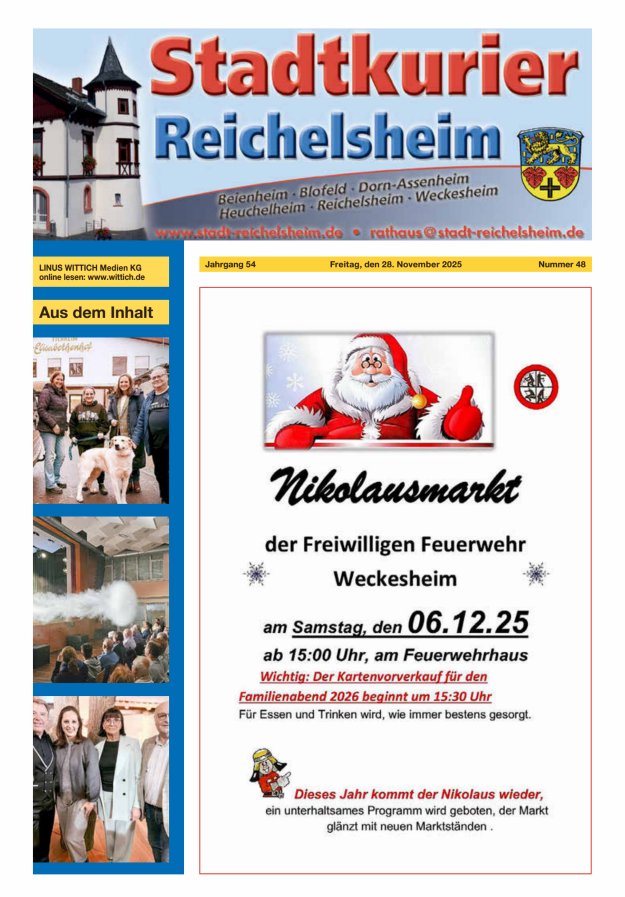 Stadtkurier Reichelsheim Titelblatt 48/2025