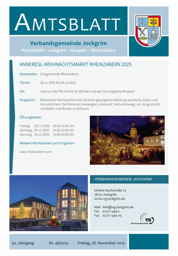 Amtsblatt VG Jockgrim Titelblatt 48/2025