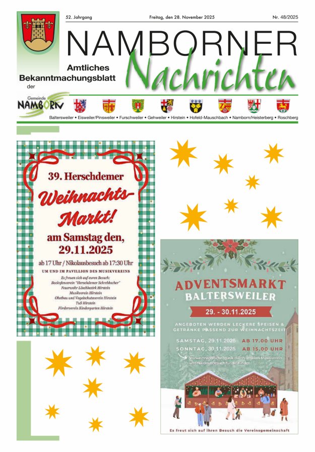Namborner Nachrichten Titelblatt 48/2025
