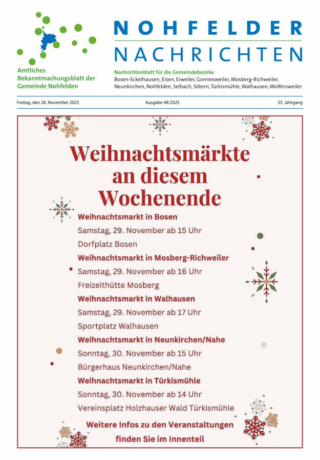 Nohfelder Nachrichten Titelblatt 48/2025