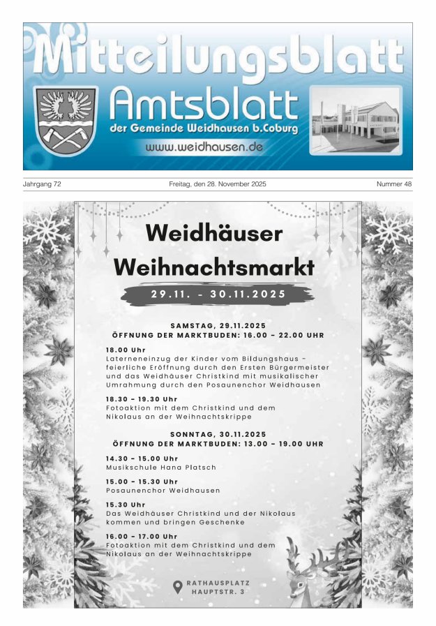 Mitteilungsblatt - Amtsblatt der Gemeinde Weidhausen b Coburg Titelblatt 48/2025