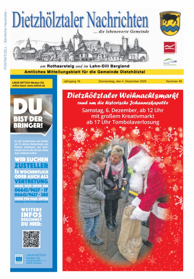 Dietzhölztaler Nachrichten Titelblatt 49/2025