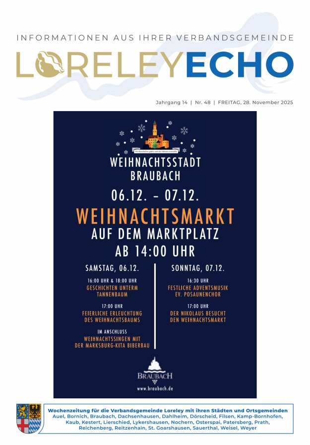 Loreley-Echo - Mitteilungsblatt der Verbandsgemeinde Loreley Titelblatt 48/2025