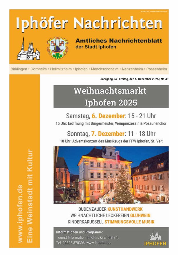 Iphöfer Nachrichten Titelblatt 49/2025