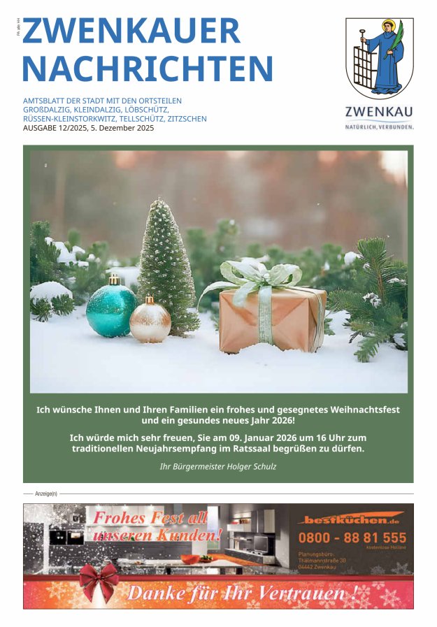 Zwenkauer Nachrichten - Amtsblatt der Stadt mit ihren Ortsteilen Titelblatt 12/2025