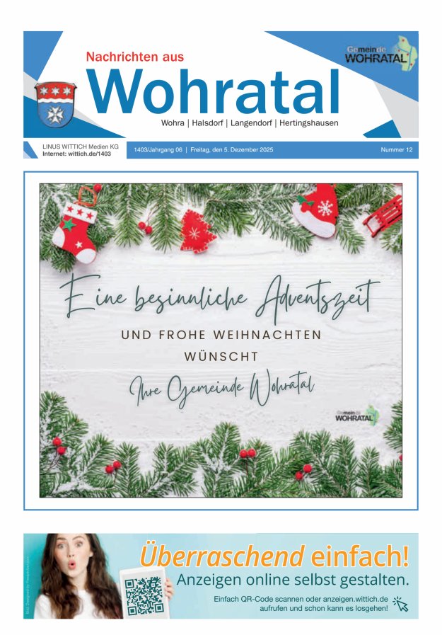 Nachrichten aus Wohratal Titelblatt 12/2025