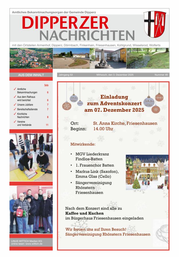 Dipperzer Nachrichten Titelblatt 49/2025