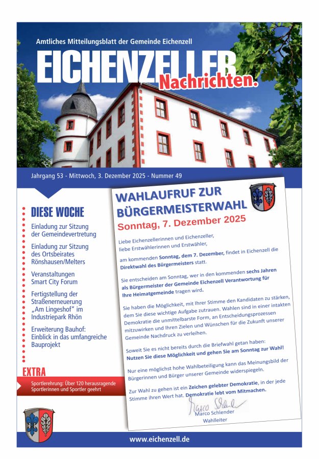 Amtliches Mitteilungsblatt der Gemeinde Eichenzell Titelblatt 49/2025