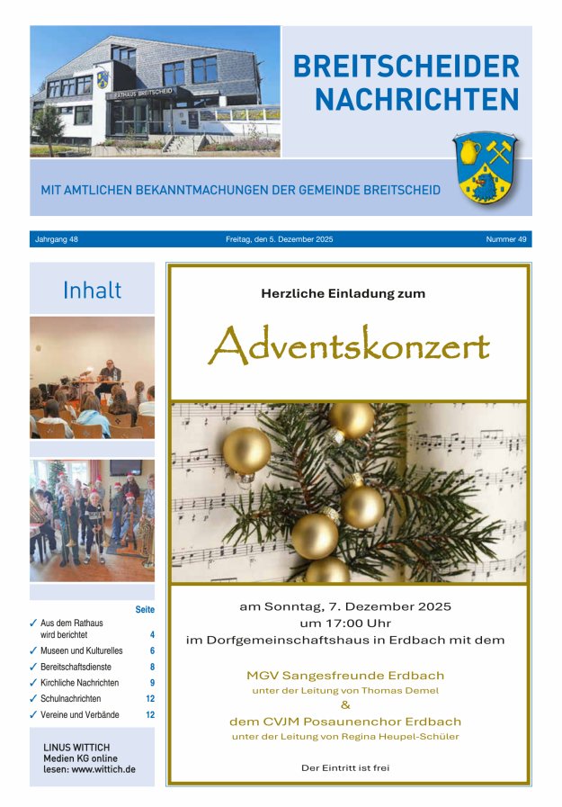 Breitscheider Nachrichten Titelblatt 49/2025