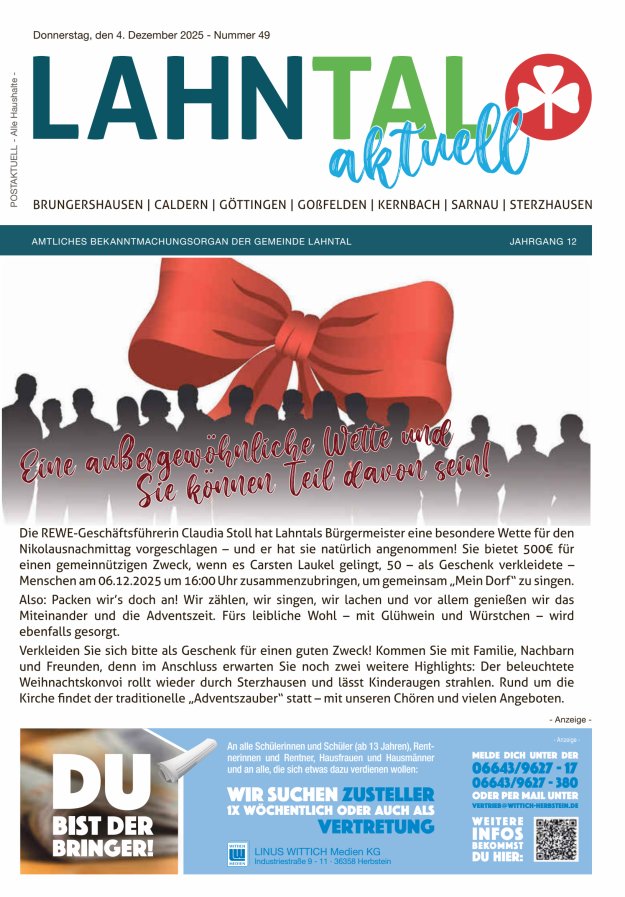 Amtliches Bekanntmachungsorgan der Gemeinde Lahntal Titelblatt 49/2025