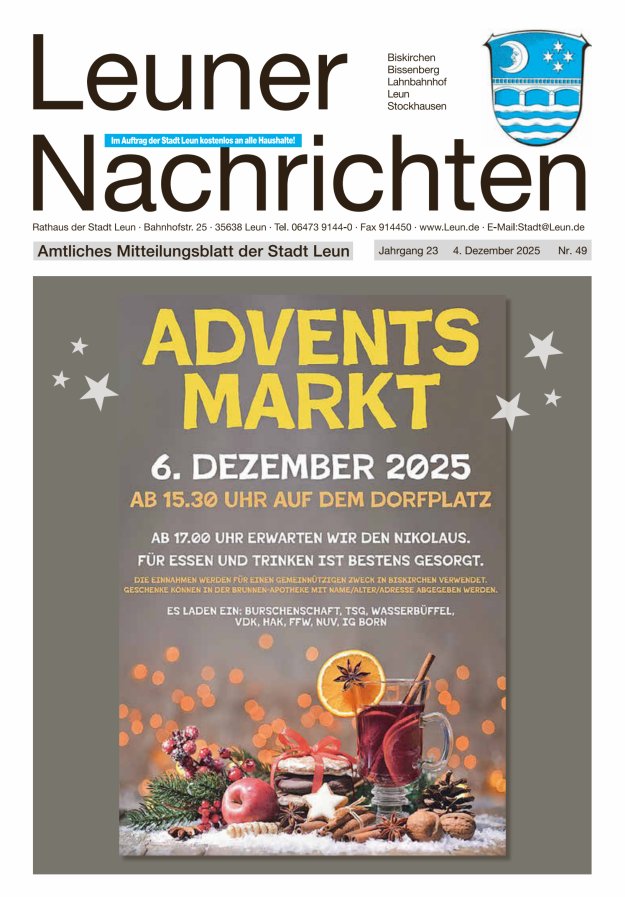 Leuner Nachrichten Titelblatt 49/2025
