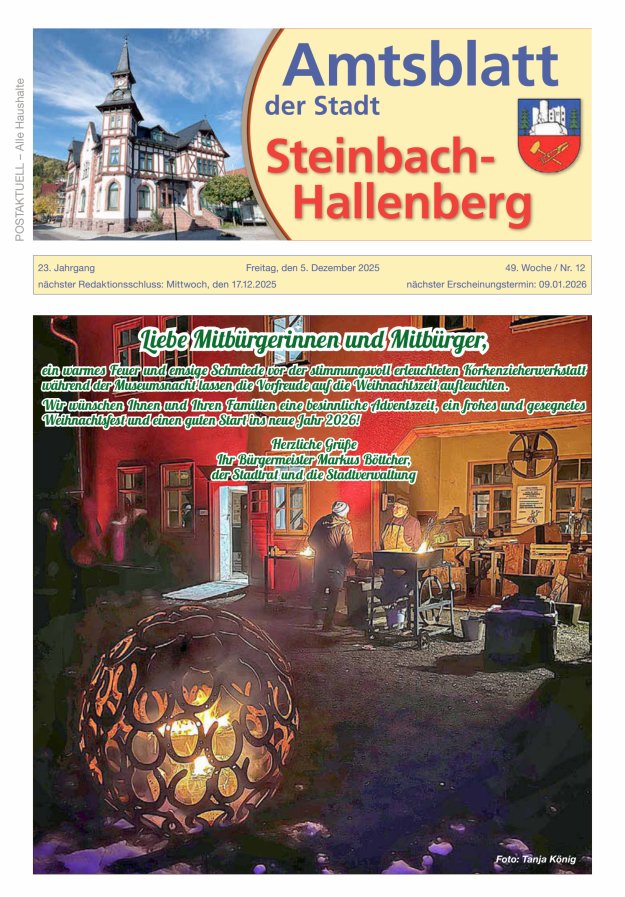 Amtsblatt der Stadt Steinbach-Hallenberg Titelblatt 12/2025