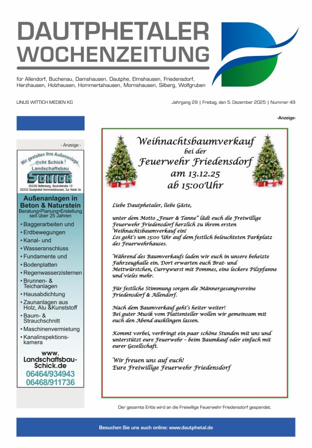 Dautphetaler Wochenzeitung Titelblatt 49/2025