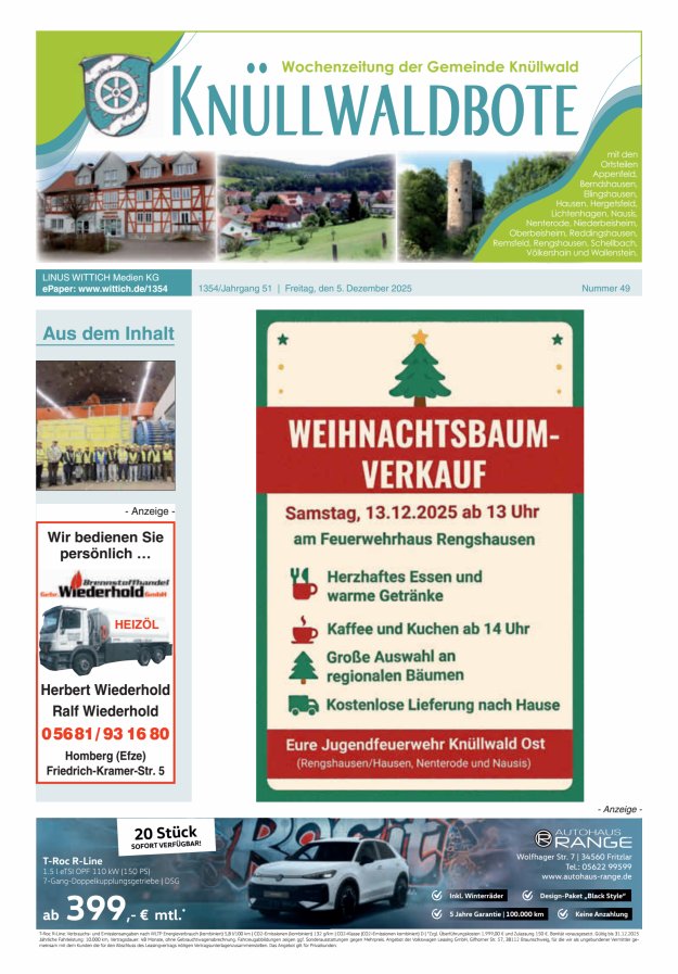 Knüllwaldbote Titelblatt 49/2025