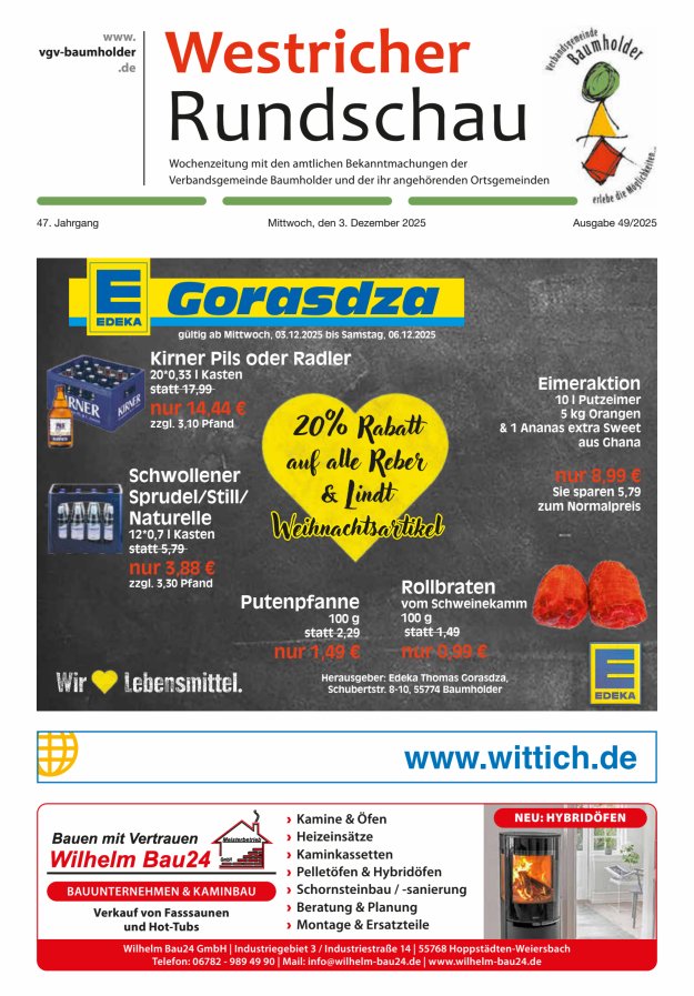 Westricher Rundschau VG Baumholder Titelblatt 49/2025