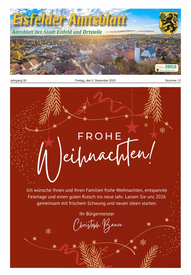 Eisfelder Amtsblatt Titelblatt 12/2025