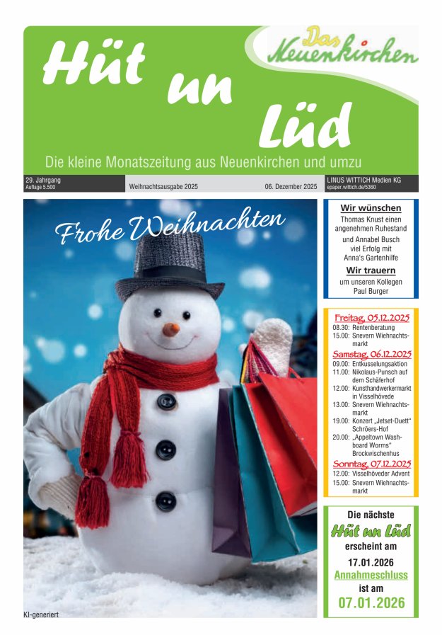 Hüt un Lüd Titelblatt 12/2025