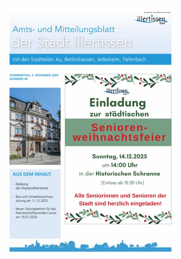 Amts- und Mitteilungsblatt Stadt Illertissen Titelblatt 49/2025