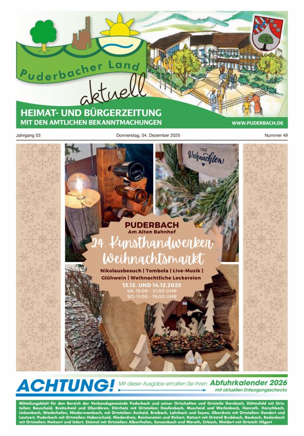 Puderbacher Land aktuell Titelblatt 49/2025