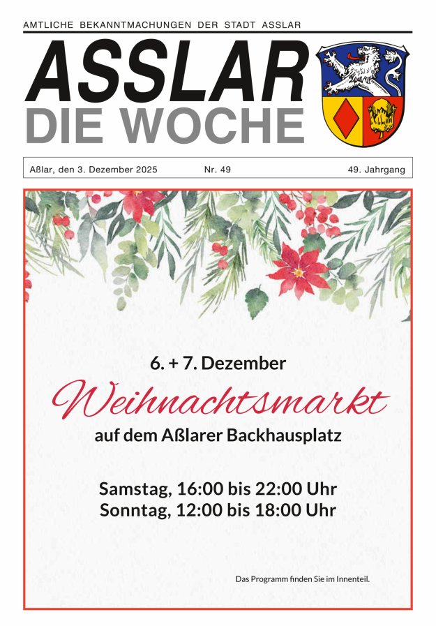 Asslar - Die Woche Titelblatt 49/2025