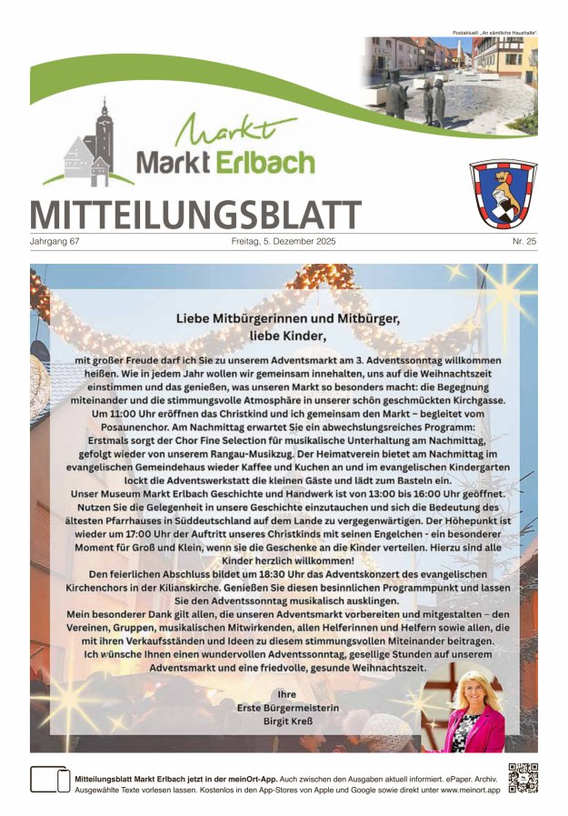 Mitteilungsblatt Markt Erlbach Titelblatt 25/2025