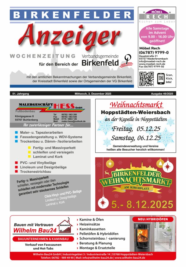 Birkenfelder Anzeiger Titelblatt 49/2025