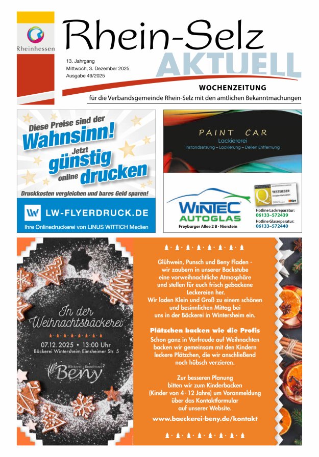 Rhein-Selz aktuell Titelblatt 49/2025