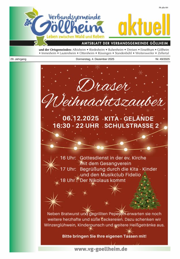 Verbandsgemeinde Göllheim aktuell Titelblatt 49/2025