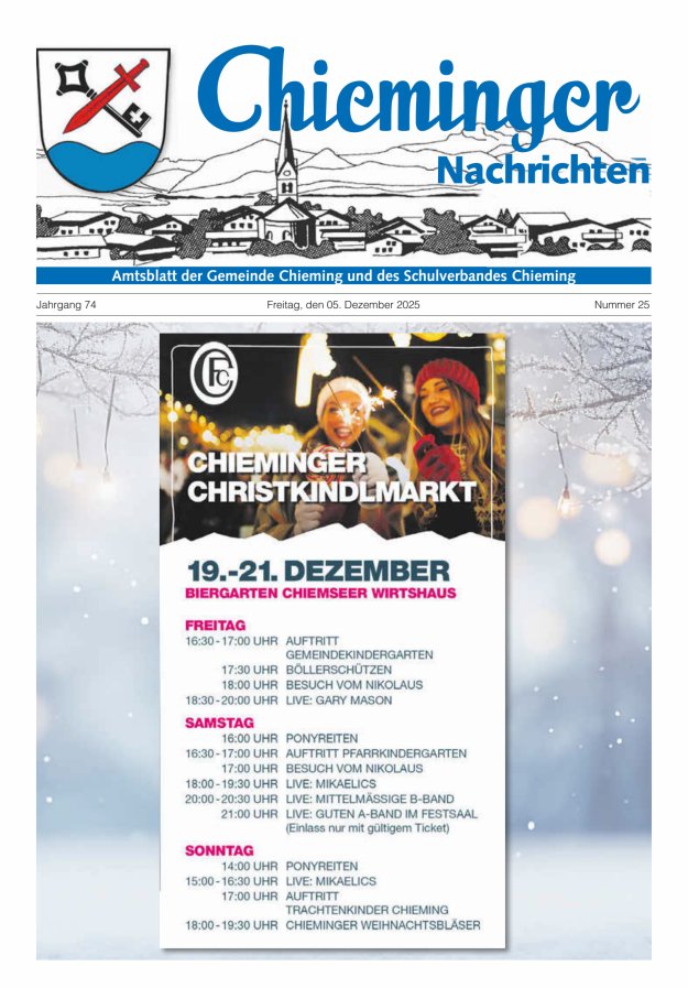 Chieminger Nachrichten Titelblatt 25/2025