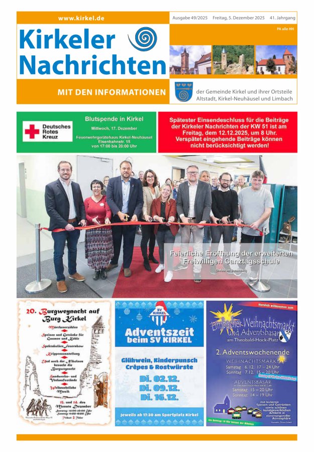 Kirkeler Nachrichten Titelblatt 49/2025