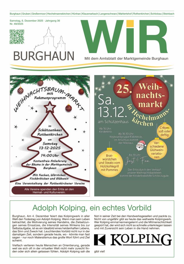 WIR - mit Amtsblatt der Marktgemeinde Burghaun Titelblatt 49/2025