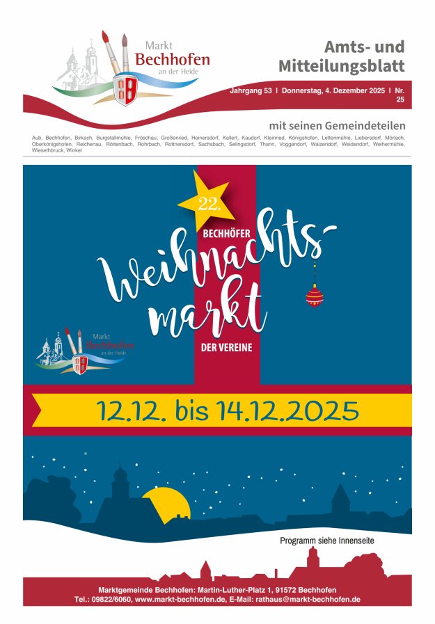 Amts- und Mitteilungsblatt für den Markt Bechhofen Titelblatt 25/2025