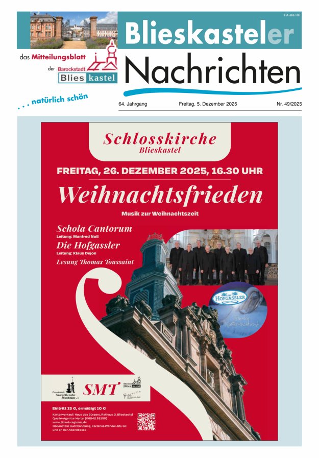 Blieskasteler Nachrichten  Titelblatt 49/2025