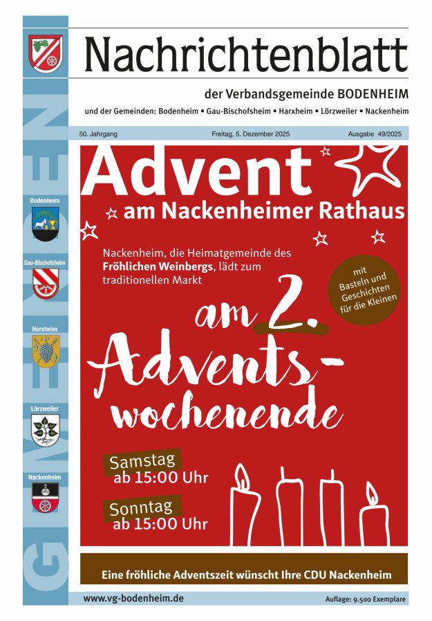 Nachrichtenblatt der VG Bodenheim              Titelblatt 49/2025