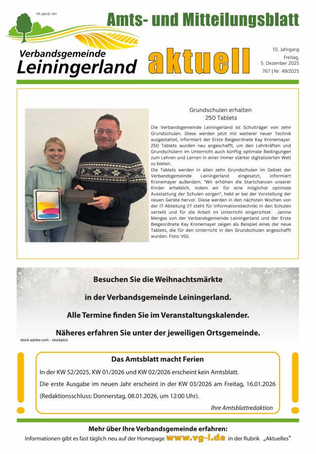VG Leiningerland aktuell Titelblatt 49/2025