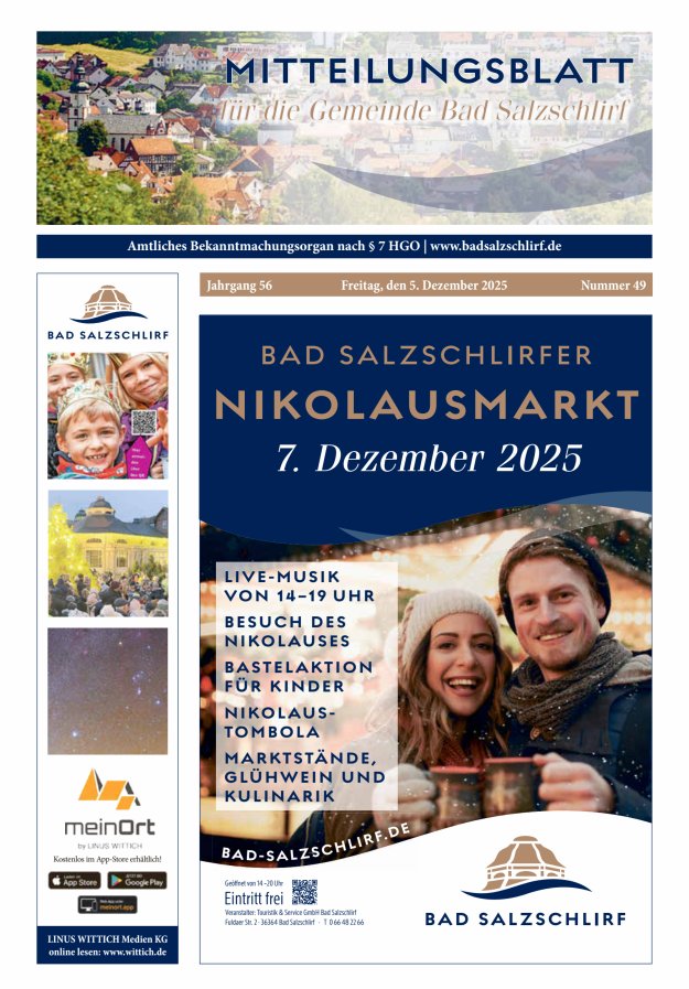 Amtliches Bekanntmachungsorgan der Gemeinde Bad Salzschlirf Titelblatt 49/2025