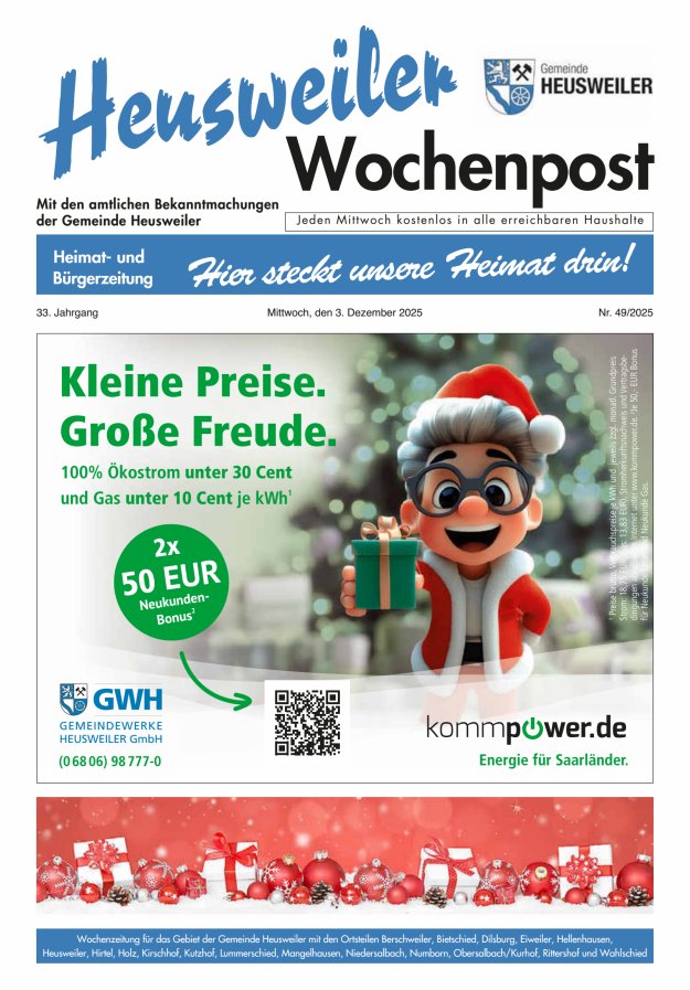 Heusweiler Wochenpost Titelblatt 49/2025