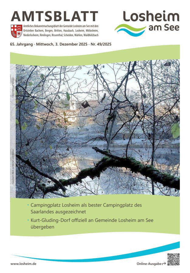 Amtliches Bekanntmachungsblatt der Gemeinde Losheim am See Titelblatt 49/2025