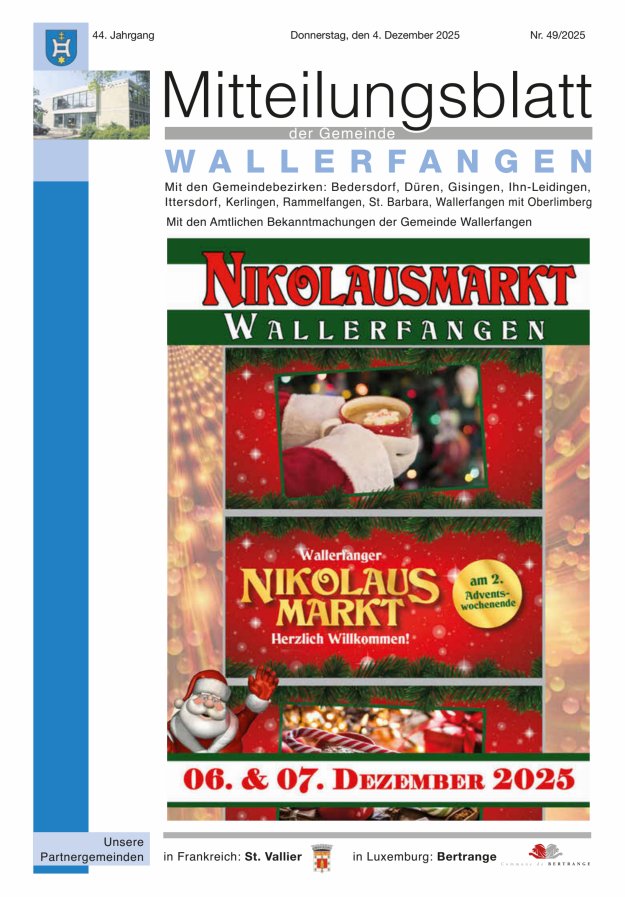 Mitteilungsblatt Gemeinde Wallerfangen Titelblatt 49/2025