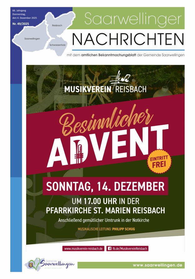 Saarwellinger Nachrichten Titelblatt 49/2025