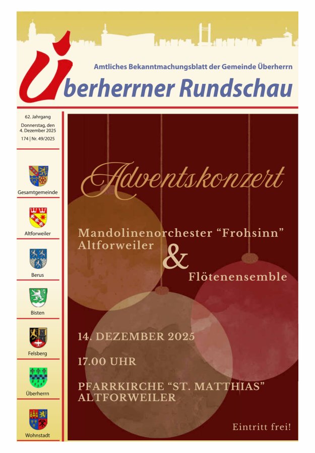 Überherrner Rundschau Titelblatt 49/2025