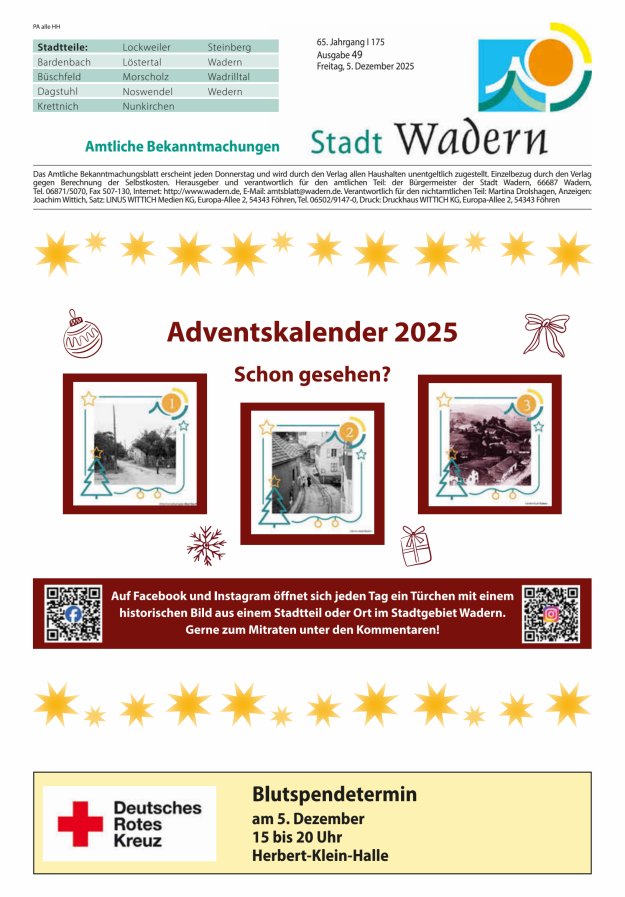 Stadt Wadern Titelblatt 49/2025