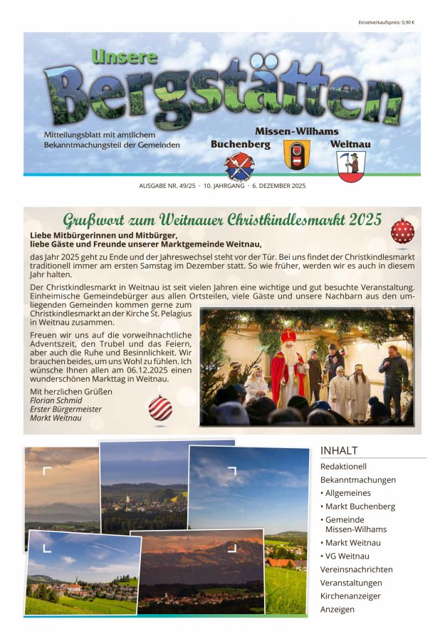 Unsere Bergstätten Mitteilungsblatt mit amtlichem Bekanntmachungsteil Titelblatt 49/2025