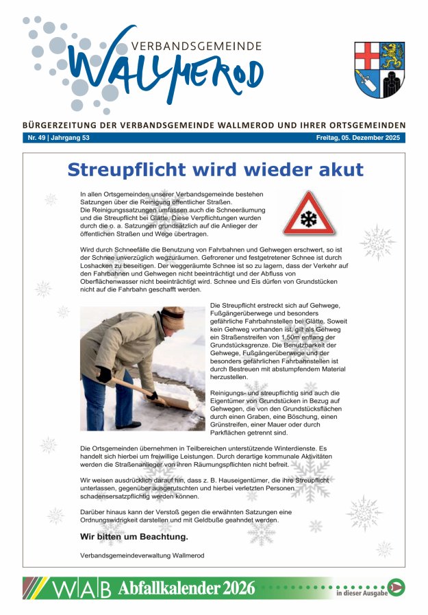 Wir über uns - Verbandsgemeinde Wallmerod Titelblatt 49/2025