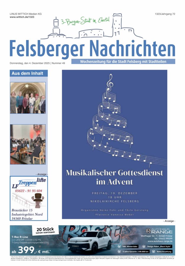 Felsberger Nachrichten Titelblatt 49/2025